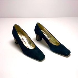 Vintage 90’s Timothy Hitsman Navy Suede Handcrafted in Spain Heels | Size 8.5